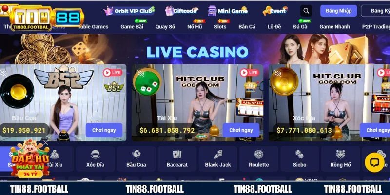 Casino tại TIN88 với dealer chuyên nghiệp, trải nghiệm như thật với nhiều trò chơi hot